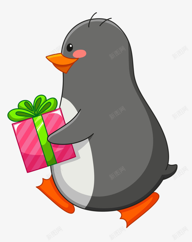 抱着礼物的小企鹅png免抠素材_88icon https://88icon.com 卡通 可爱 盒子 礼物
