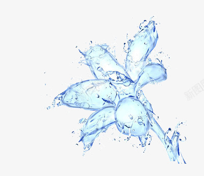 水做的花png免抠素材_88icon https://88icon.com 创意 创意特效 化妆品 合成 彩色花 效果 水滴花 水花 特效 绽放 绽放的花 花朵 蓝色水花 补水