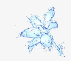 喷溅的蓝色水花水做的花高清图片