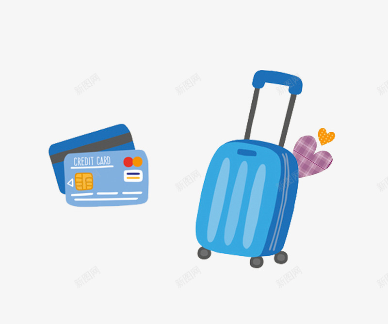 旅行箱和银行卡psd免抠素材_88icon https://88icon.com 刷卡 卡通 托行李箱 旅行 蜜月