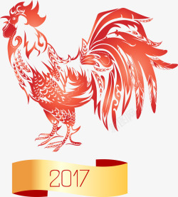 红色鸡年2017素材