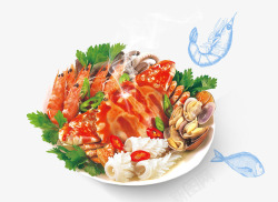 白色螃蟹白色盘子里的海鲜美食高清图片