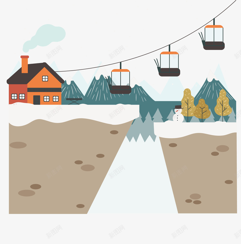 冬季运动滑雪度假村矢量图ai免抠素材_88icon https://88icon.com 乘坐缆车 冬季运动 滑雪 滑雪中心 矢量png 缆车 矢量图