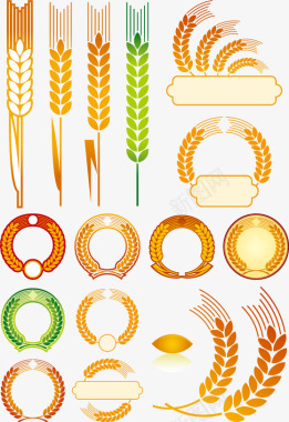 成熟麦穗矢量图形金色麦穗图形图标图标