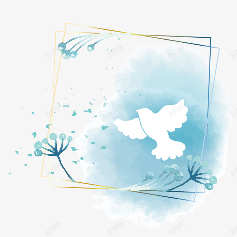 蓝天白鸽矢量图ai免抠素材_88icon https://88icon.com PNG免抠图下载 世界和平日 和平 手绘 装饰 边框 飞行 矢量图