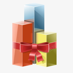彩色立体矩形盒子礼物素材