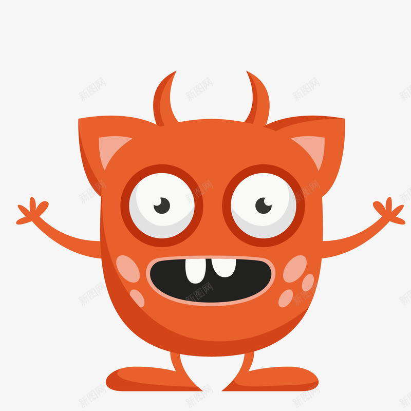 手绘开心展开双手怪物矢量图eps免抠素材_88icon https://88icon.com 免扣PNG 创意 卡通 外来生物 大笑 开心 怪兽 怪物 手绘 搞笑 时尚 牛角 红色 矢量图