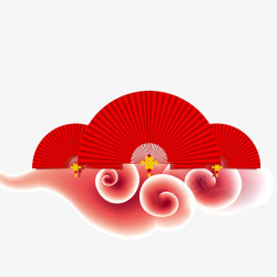红色扇子素材喜庆春节高清图片