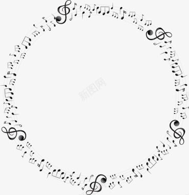国际音乐节音符五线谱圆圈边框矢量图图标