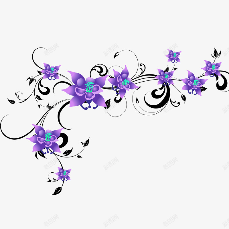 花藤png免抠素材_88icon https://88icon.com 底纹 紫色 花枝 花纹 花藤 黑色