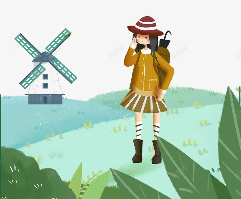 春季小女孩踏春绿色海报png免抠素材_88icon https://88icon.com 四月 小女孩 平面 春季 海报 清明 绿色 踏青