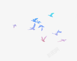 四只飞翔的鸽子彩色小鸟剪影高清图片