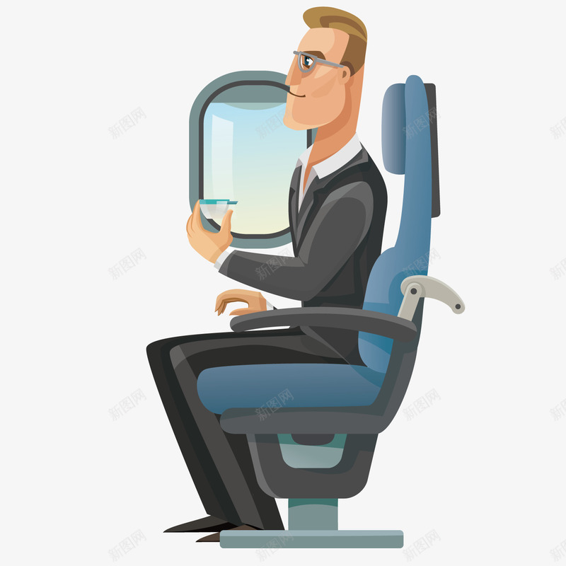 乘坐飞机的商务人士矢量图ai免抠素材_88icon https://88icon.com 乘客 商务人士 飞机 矢量图