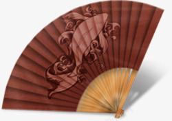 红色花纹中国风扇子素材