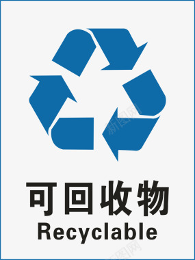 垃圾分类元素可回收垃圾标示图标图标