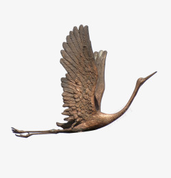 褐色简约飞鸟雕像装饰图案素材