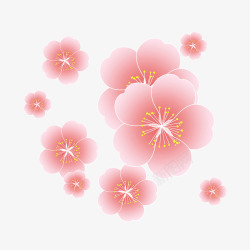 花朵点缀粉红色的桃花元素高清图片