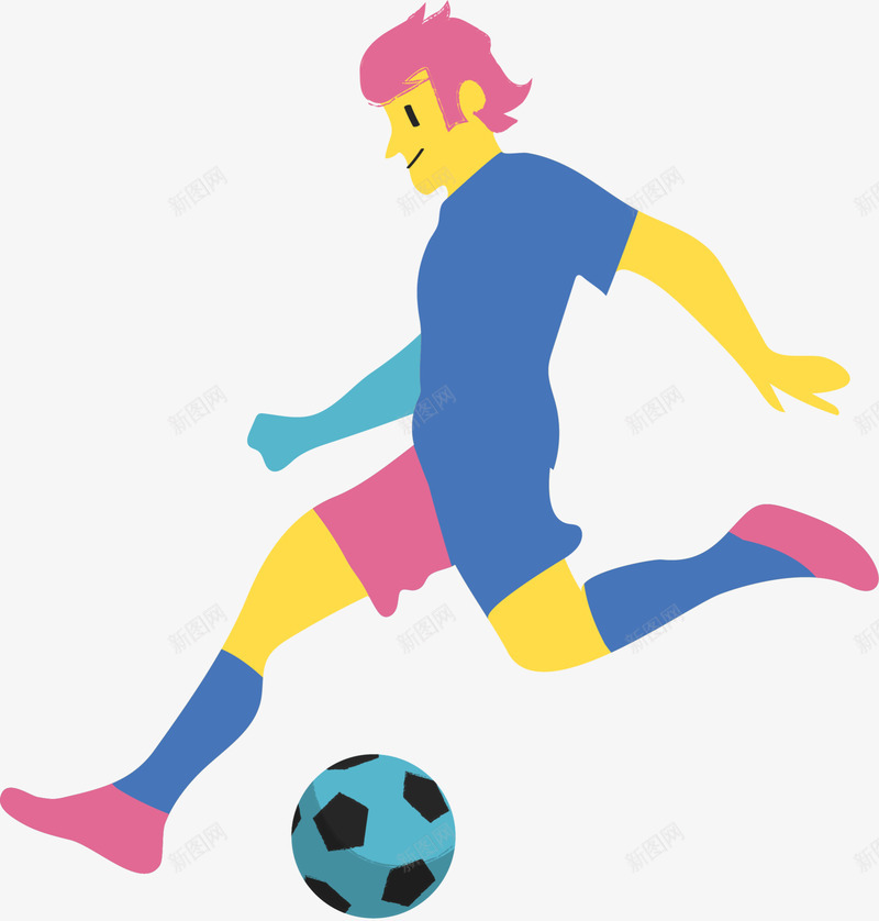 踢足球的足球运动员png免抠素材_88icon https://88icon.com 坐着抬起一只爪子的 奔跑 抬脚踢 球员 翘脚 蓝色足球 足球运动员 踢足球