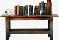 桌子书本和茶杯实物素材