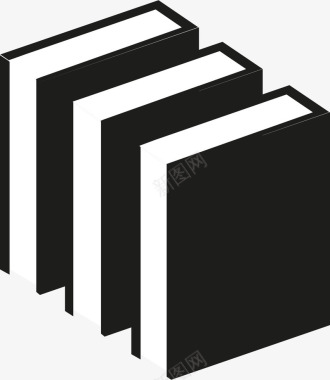 黑白色立体书籍图标图标