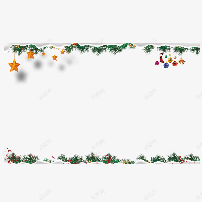 圣诞边框psd免抠素材_88icon https://88icon.com 圆形彩色球 圣诞节框子 圣诞节素材源文件 圣诞节边框素材 星星吊坠 红色 绿色草地 雪花