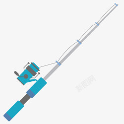 矢量卡通钓鱼竿卡通蓝色钓鱼工具钓鱼竿矢量图高清图片