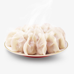 一盘手工水饺盘子里的水饺烟雾装饰高清图片