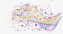 丰富多彩圆点紫色小圆点点缀的彩色线高清图片