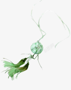 绿色中国风玉佩装饰图案素材