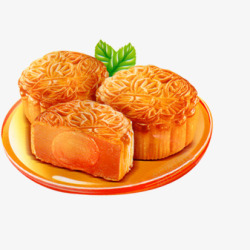 中国风金黄色一盘蛋黄月饼高清图片