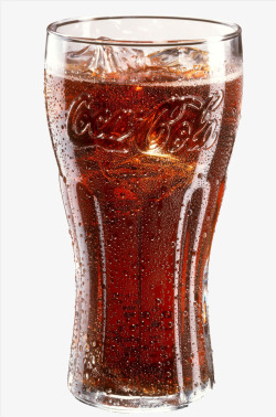 杯装可乐透明玻璃杯装冰可乐高清图片