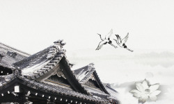 世界屋嵴中国风水墨庭院屋脊高清图片