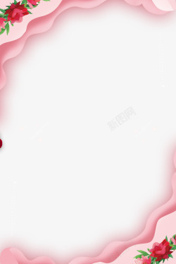 浓浓母爱母亲节粉红鲜花分层边框高清图片