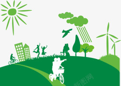 绿色环保城市绿色剪影高清图片