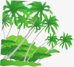 椰子树植物卡通沙滩效果素材