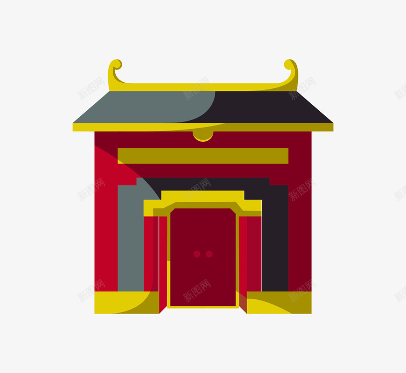 卡通红色中国风古建筑png免抠素材_88icon https://88icon.com 中国风 传统建筑 动漫 动画 卡通 古建筑 建筑 红色大门 红色房子