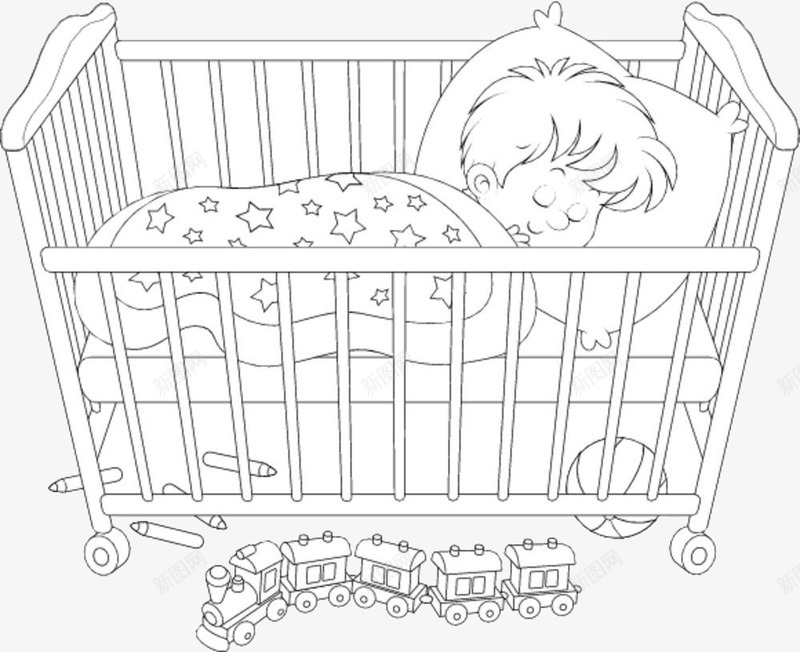 黑白单线婴儿床睡着的宝宝png免抠素材_88icon https://88icon.com 呼呼睡着的宝宝 婴儿床俯视图 婴儿床睡着的宝宝 宝宝 宝宝睡着了 睡宝宝 睡着的孩子 睡觉的宝宝 黑白单线