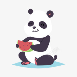 吃瓜的熊猫矢量图素材
