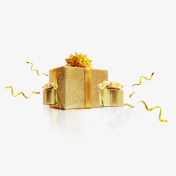 金光闪闪金色立体包装礼盒元素高清图片