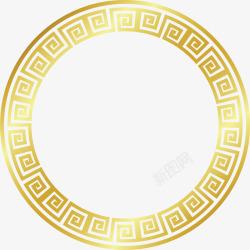 金色传统屋檐边框中国风传统圆形边框矢量图高清图片