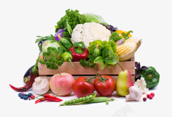 生菜芹菜摆满篮子的水果蔬菜高清图片