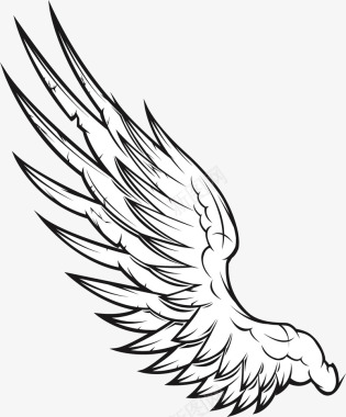 天使塔罗牌半边的锋利的天使之翼矢量图图标图标