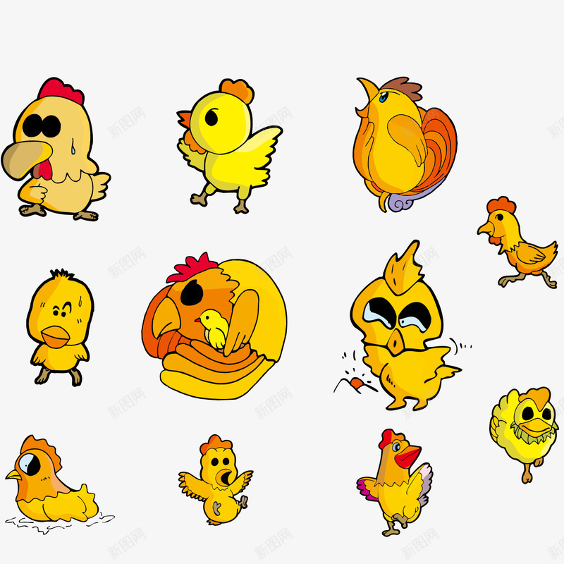 手绘黄色的鸡矢量图ai免抠素材_88icon https://88icon.com 公鸡 动物 手绘 鸡年 黄色 矢量图