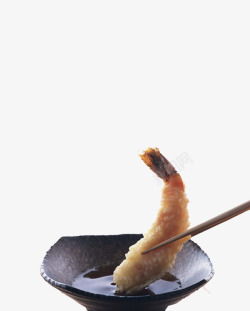 蘸着酱料的虾素材