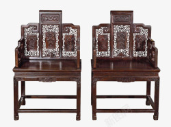 中式复古镂空雕花黑酸枝对椅素材