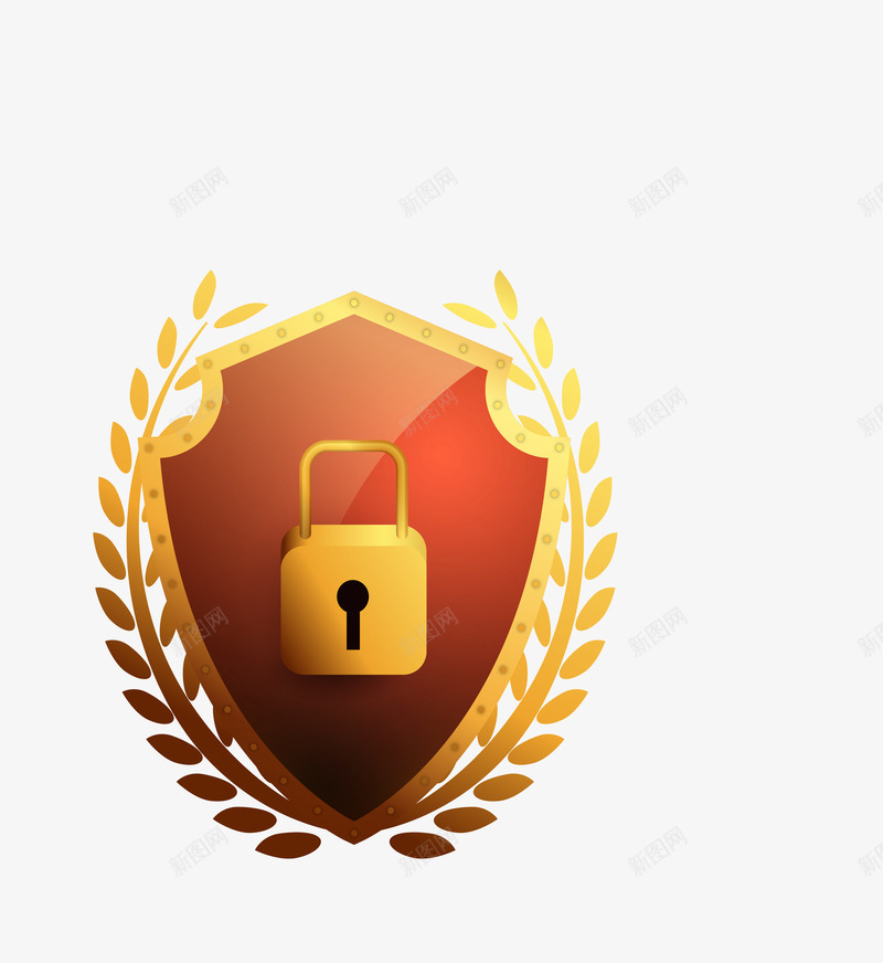 金色麦穗装饰盾牌png免抠素材_88icon https://88icon.com 安全保障 盾牌 矢量png 红色盾牌 金色锁头 金色麦穗