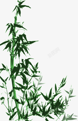 中国风手绘竹子绿色素材