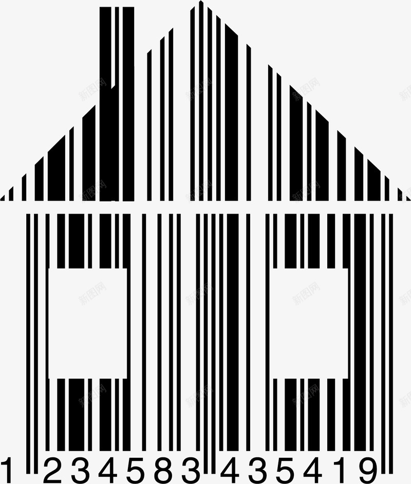 创意条形码png免抠素材_88icon https://88icon.com 创意 房屋 抽象 条形码 标签