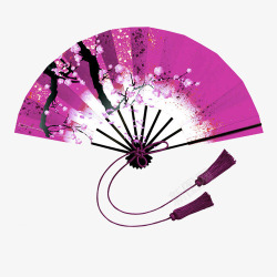 紫色中国风扇子装饰图案素材