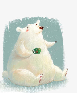 坐着的北极熊手绘北极熊高清图片